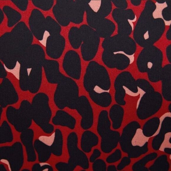 ZARA red black long sleeve leopard animal cheetah print deep V bodysuit Sz M NWT - Picture 9 of 14